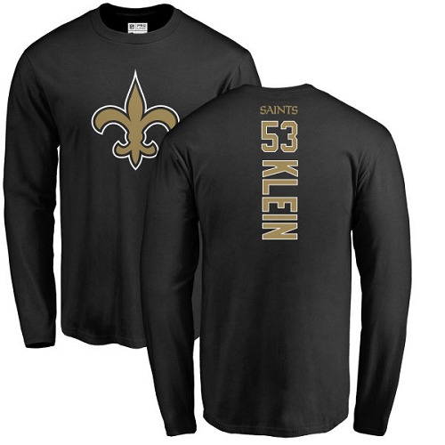Men New Orleans Saints Black A J  Klein Backer NFL Football #53 Long Sleeve T Shirt